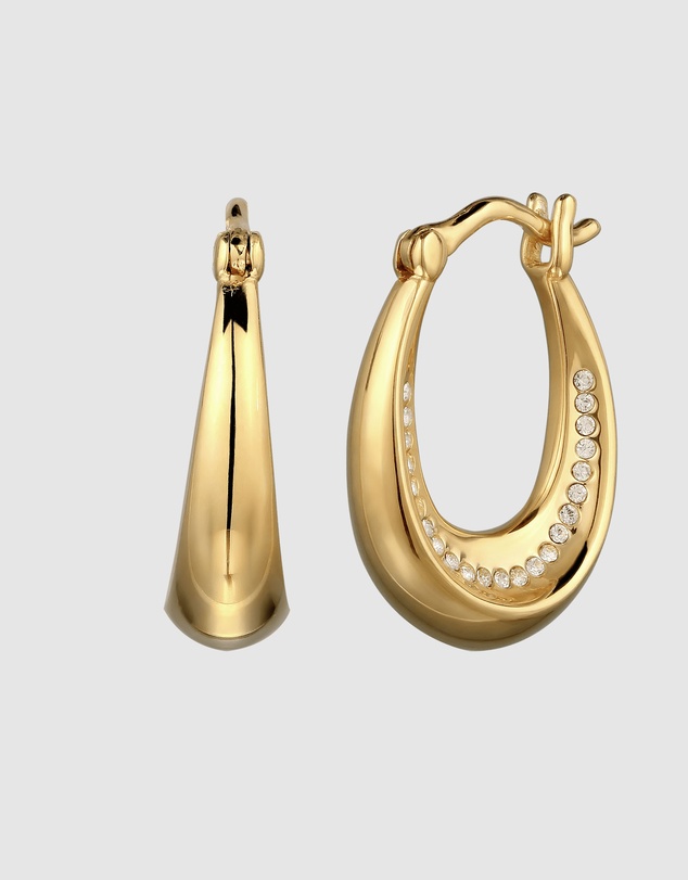 Elli Jewelry - Radiant Inner Gemstone Oval Hoops in Gold-Plated 925 Silver