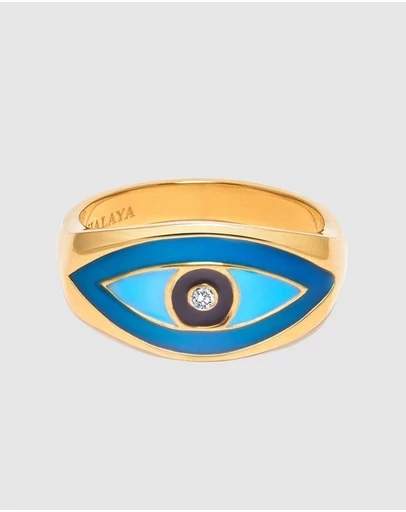 Nialaya Jewellery - Men's Evil Eye Ring