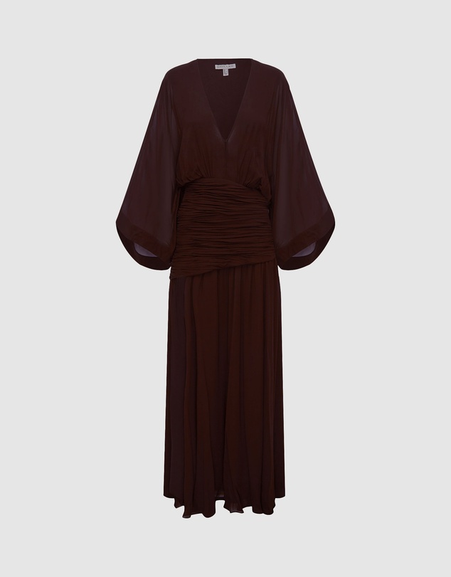 Shona Joy - Amina Balloon Sleeve Plunged Maxi Dress