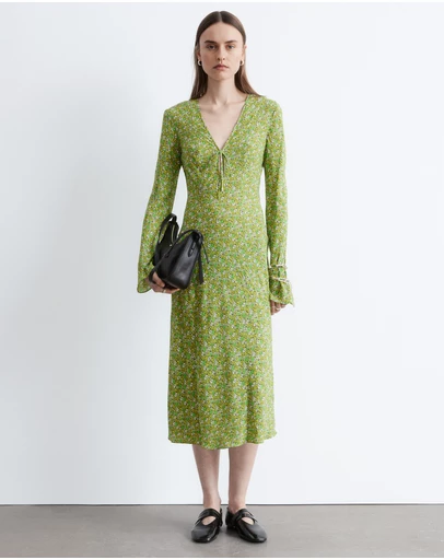 & Other Stories - Floral V-Neck Midi Dress