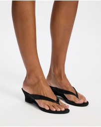 AERE - Suede Wedge Heel Thongs