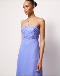 AERE - Maris Pintuck Strapless Linen Midi Dress