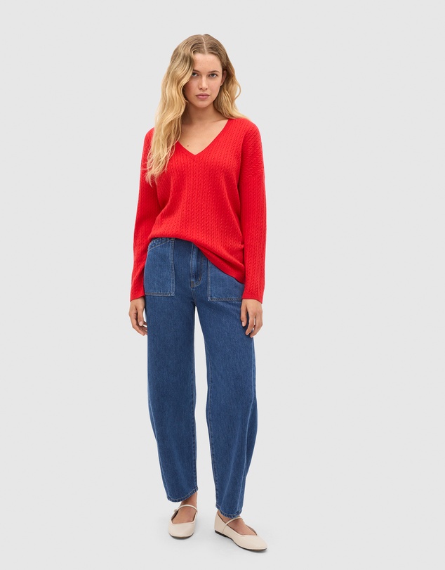 Seed Heritage - Australian Merino V Neck Cable Knit