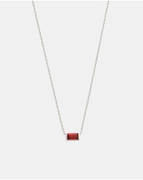 Kirstin Ash - Baguette Birthstone Necklace January Garnet