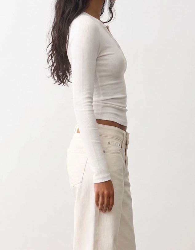 Atmos&Here - Henley Long Sleeve Rib Top