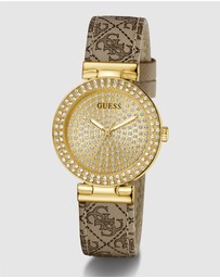 GUESS - Guess Ivy Ladies Beige Gold Tone Analogue Watch