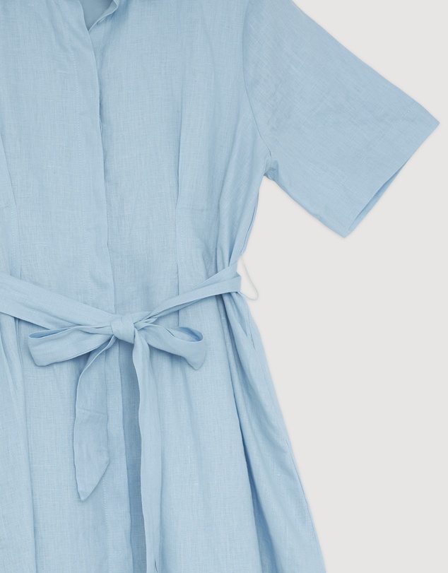Revibe - Repaired AERE Orien Tuck Waist Linen Shirt Dress - AU 16