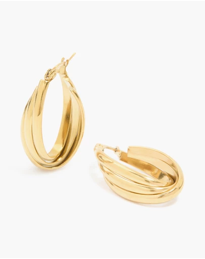 Lovisa - Waterproof Gold Plated Stainless Steel Layered Huggie Earrings