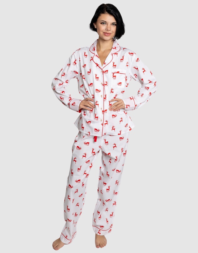 Sant And Abel - Women's Reindeer Red Long PJ Set