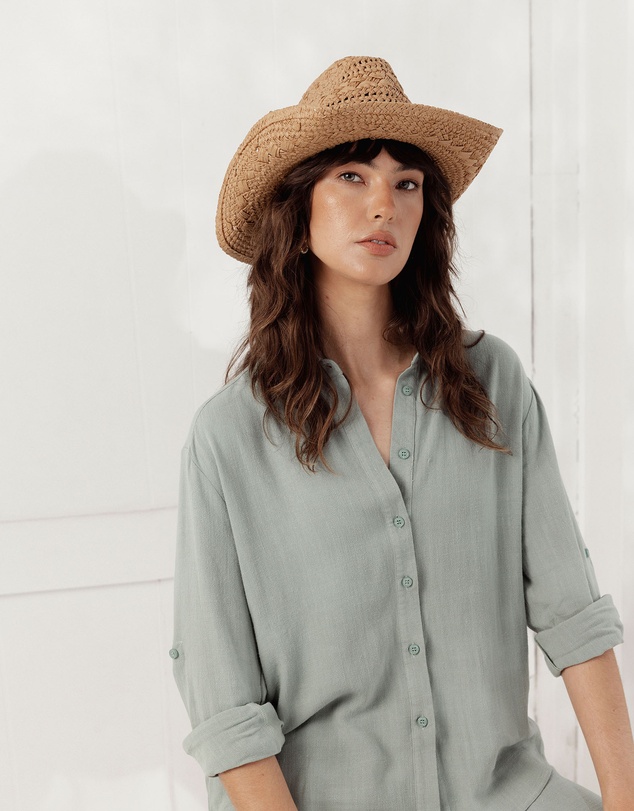 Morgan & Taylor - Kira Woven Straw Cowboy Hat in Tan Brown