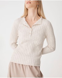 Forcast - Inez Mock Neck Henley Knit