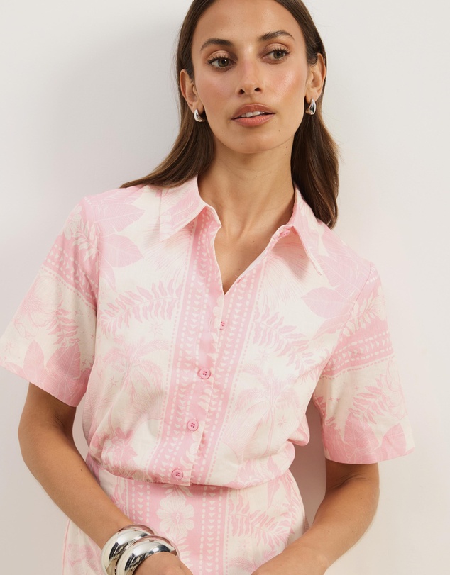 Atmos&Here - Remi Linen Blend Mini Shirt Dress