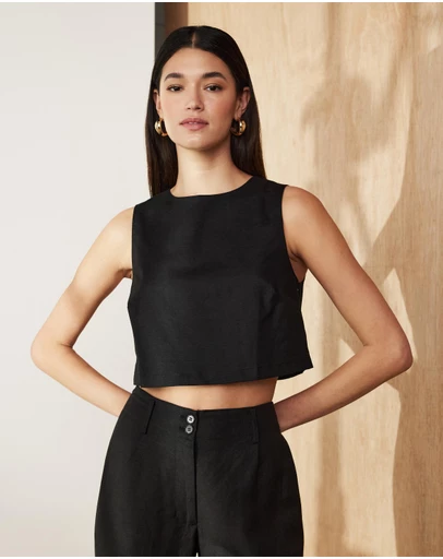 Atmos&Here - Celina Linen Blend Crop Top