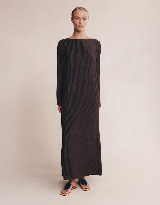 Marle - Honey Silk Pleated Dress