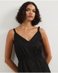 Atmos&Here - Allegra Linen Blend Button Front Maxi Dress