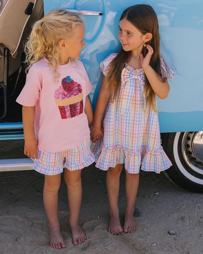 Huxbaby - Rainbow Check Lace Frill Skort - ICONIC EXCLUSIVE - Babies-Kids
