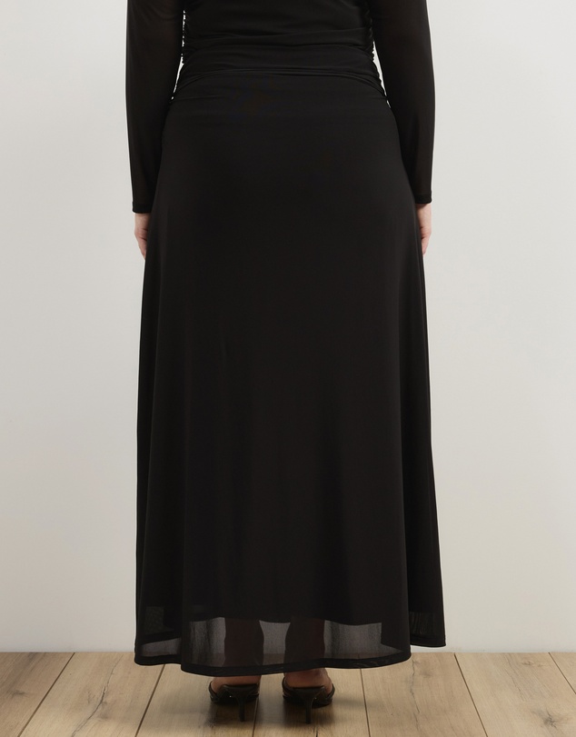 Atmos&Here Curvy - Valentia Belted Mesh Maxi Skirt