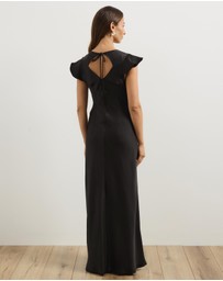Atmos&Here - Becca Lace Trim Satin Maxi Dress