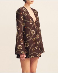 Shona Joy - Vacanza Plunged LS Mini Dress