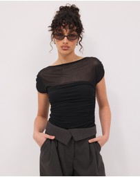 Calli - Aria Draped Mesh Top