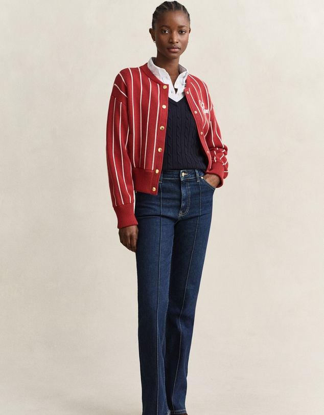 Gant - Stretch Cotton Cable V-Neck Knit