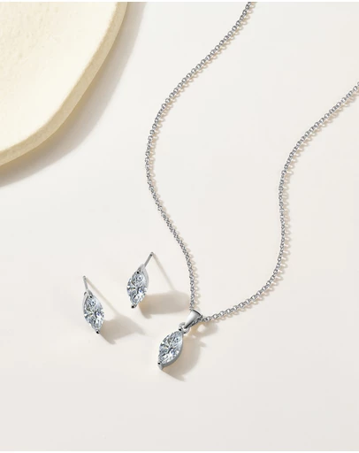 Mestige - Luna Marquise Set - Silver Plated