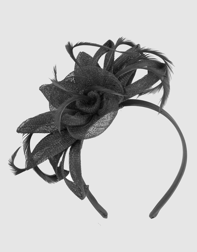 Max Alexander - Sinamay Black Flower Racing Fascinator
