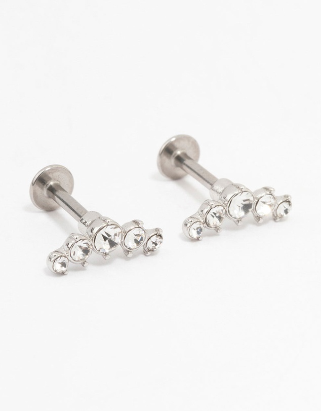 Lovisa - Surgical Steel Round Cubic Zirconia Flat Back 2-Pack