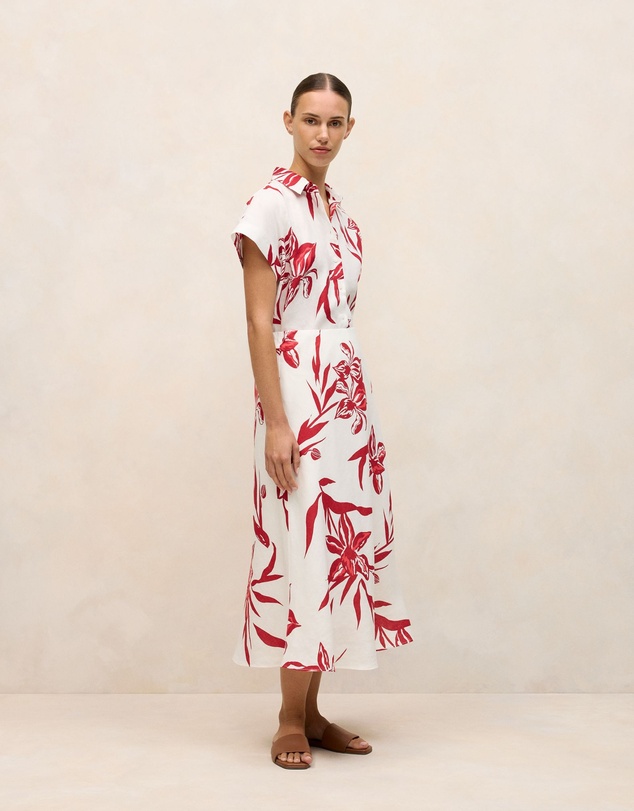 Trenery - Wild Iris Linen Cap Sleeve Shirt in White