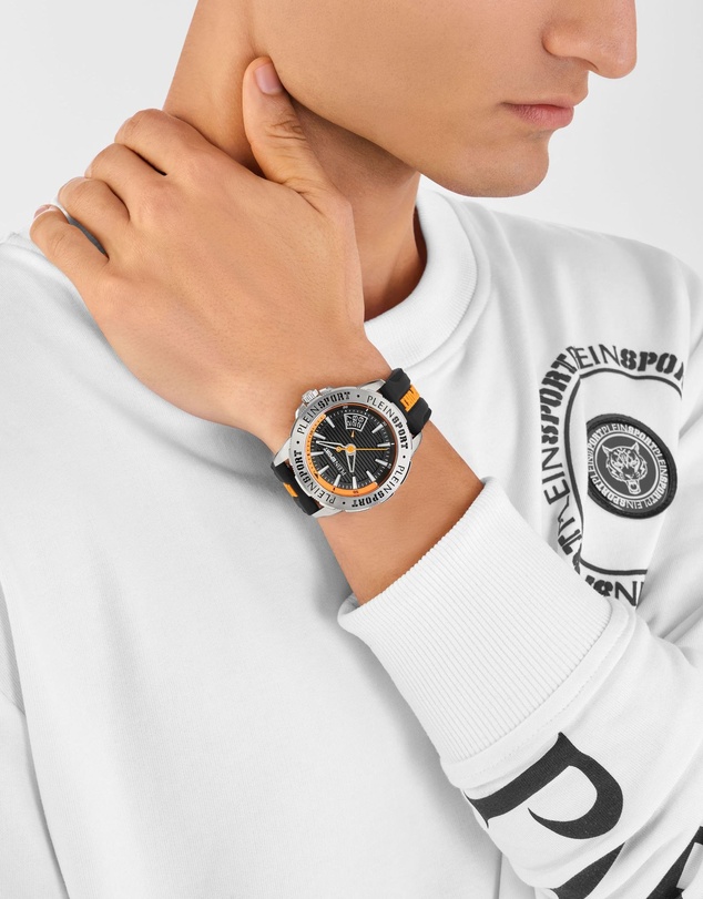 Plein Sport - Plein Rampage 44mm Black dial and Black Orange Silicone strap