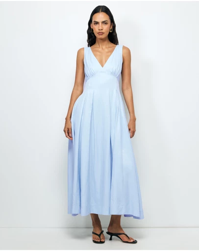 AERE - Nylah V-Neck Midi Dress