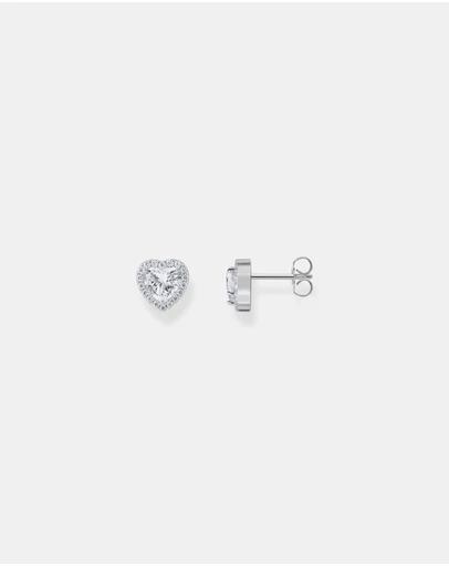 THOMAS SABO - Heart-shaped halo ear studs with zirconia