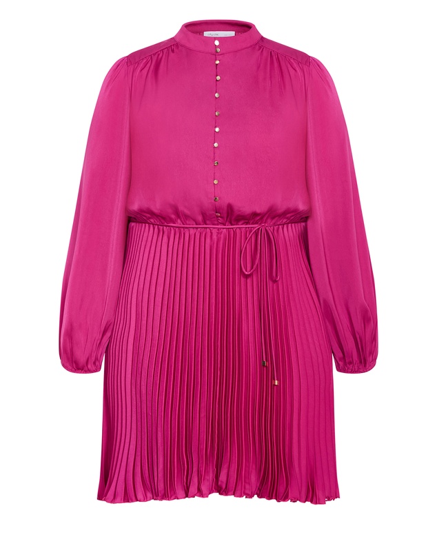 City Chic - Halle Long Sleeve Pleat Mini Dress