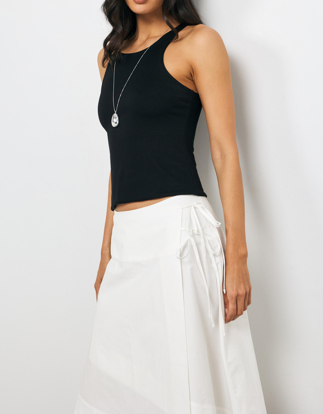 AERE - Liora Asymmetric Wrap Over Midi Skirt