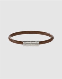 GUESS - Silver-Tone 6MM Brown Leather Bracelet