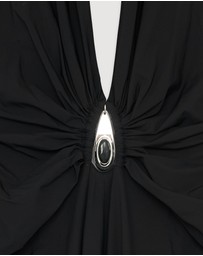 Revibe - Repaired Christopher Esber Crystal Pendant Ruched Lycra Halter Dress - AU 12
