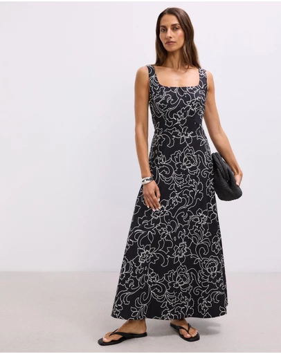 The Fated - Greer Square Neck Midi Dress