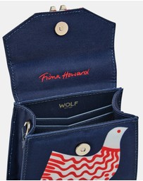 Wolf - Wolf Evie Collection Small Bag with Navy Bird Print