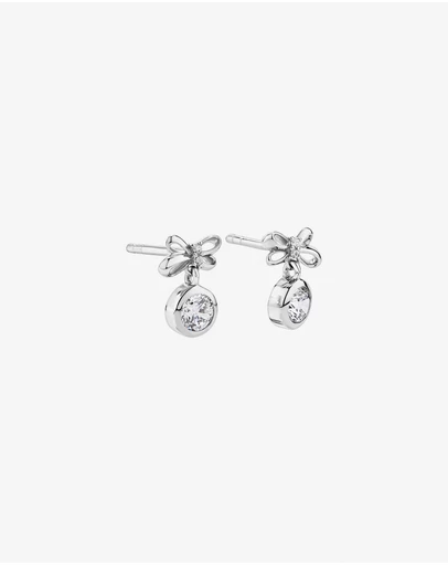 Michael Hill - Bow and Bauble Christmas Stud Earrings with Cubic Zirconia in Sterling Silver