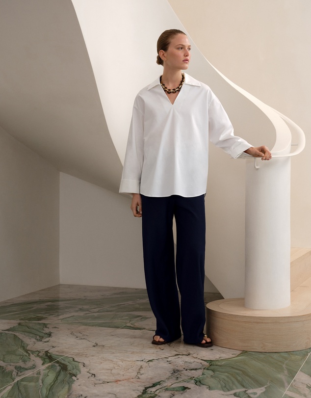 Trenery - Poplin Relaxed Longline Shirt in White
