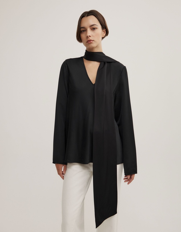 Witchery - Long Sleeve V-neck Scarf Top