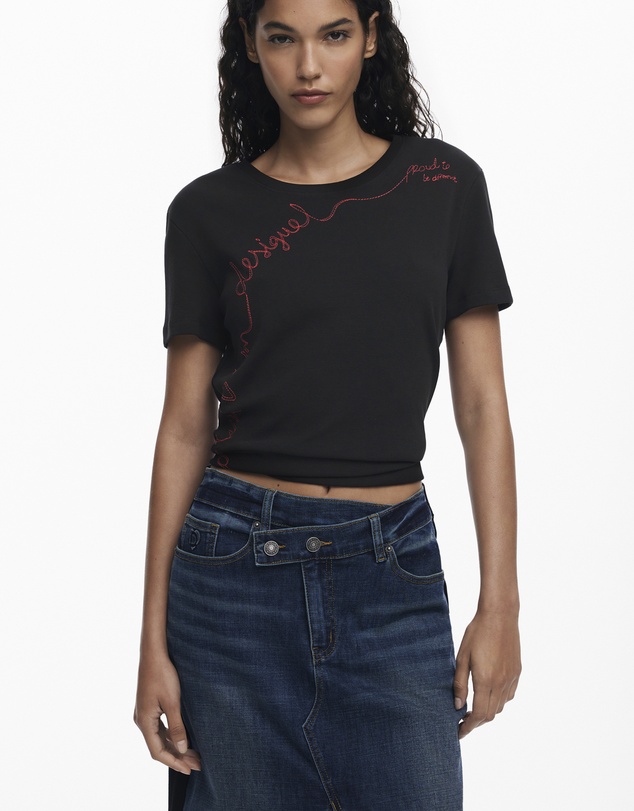 Desigual - Combined denim midi skirt
