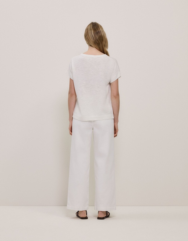 Trenery - Linen Cotton Relaxed Knit T-shirt in White