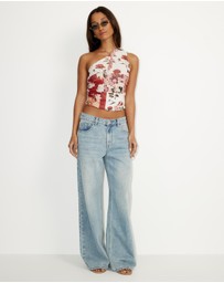 Dazie - After Party Neck Tie One Shoulder Top