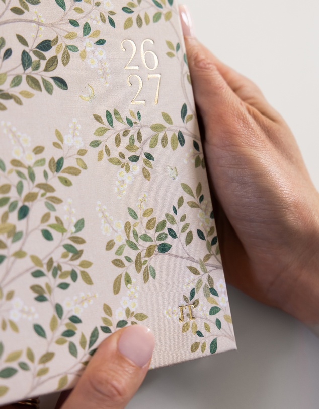 Bespoke Letterpress - 2026–2027 Weekly Financial Year Planner – White Blossoms
