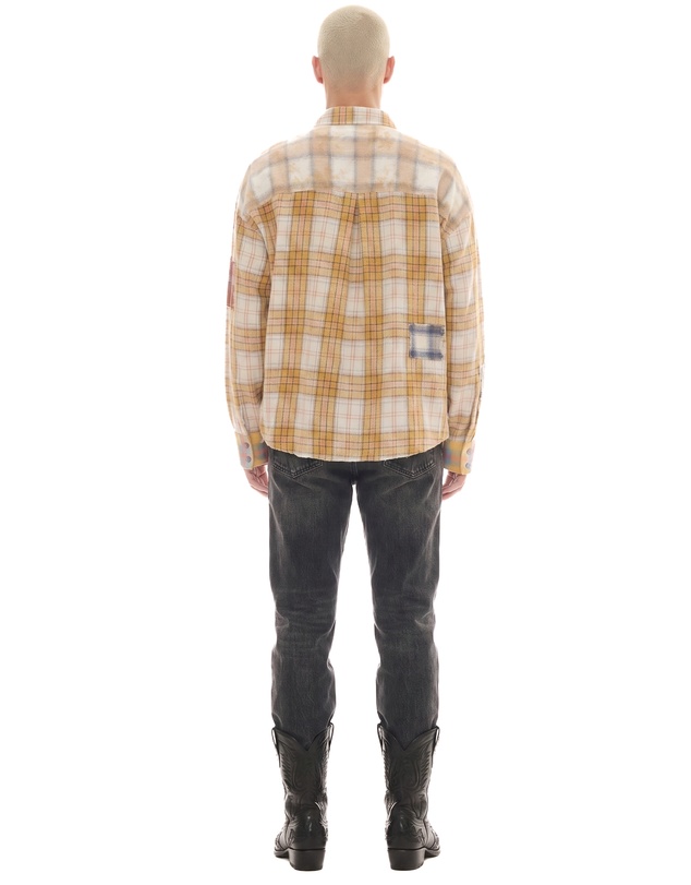 THE TALES - Patched Up Yellow Flannel Western Shirt