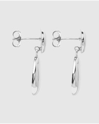Najo - Double Pebblet Silver Stud Earrings