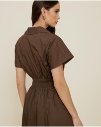 The Fated - Shirred Drop Waist Collared Dress
