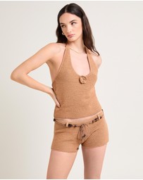Alice In The Eve - Clara Metallic Knit Halter Top