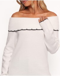 Petal & Pup - Yoana Off Shoulder Knit Sweater - White